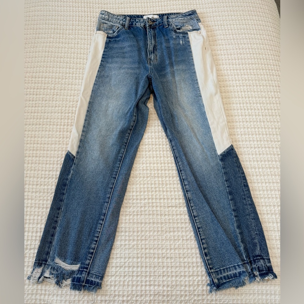 VERVET BY FLYING MONKEY Blue and White Boyfriend Jeans